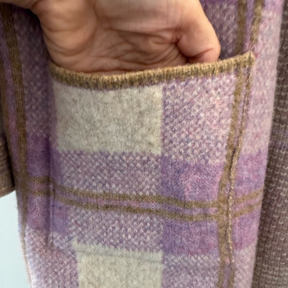 SALTWATER LUXE charli sweater cardigan in lilac purple plaid small - Picture 5 of 8